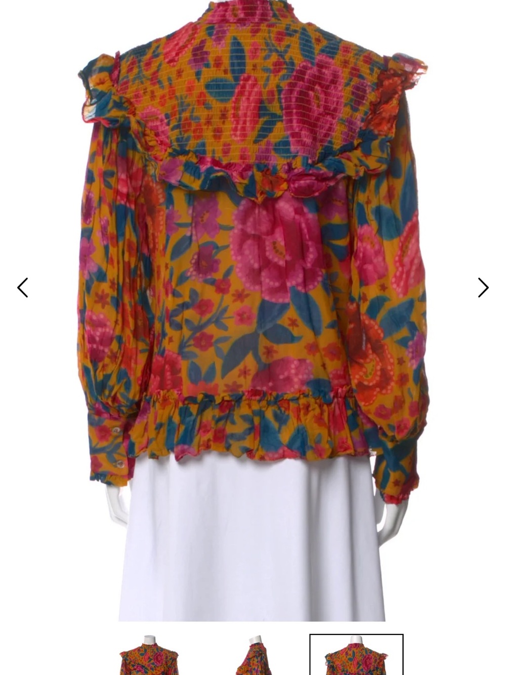 FARM Rio Mustard Floral Ruffle blouse - Picture 3 of 3